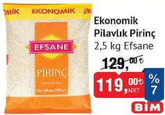 EFSANE EKONOMİK PİLAVLIK PİRİNÇ 2.5 KG fiyat ve kampanya bilgisi